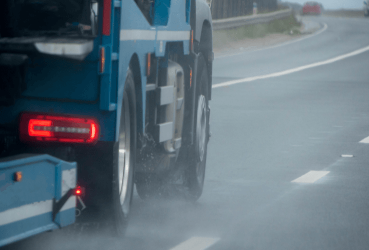 Overtaking a lorry in rain