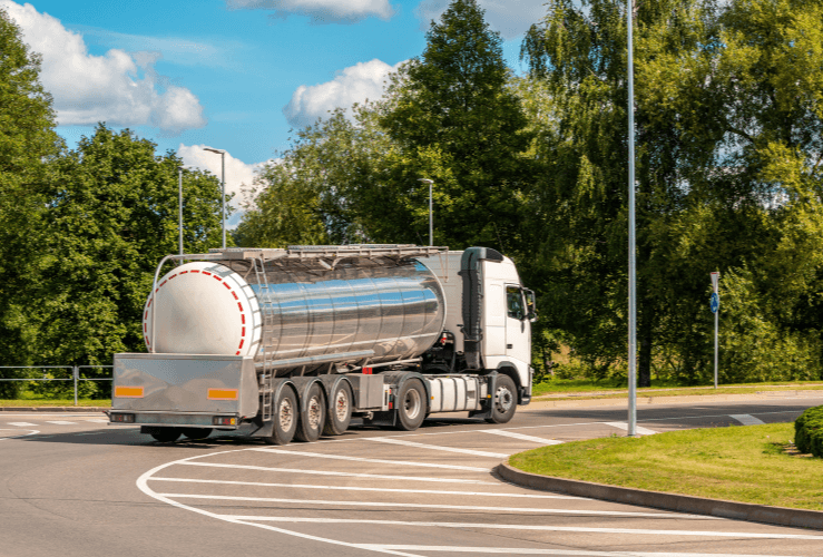 Lorry on roundabout