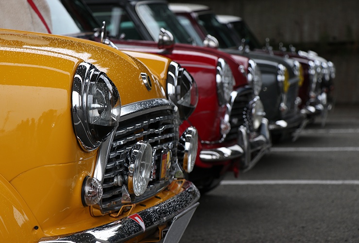 Mini coopers in a row 