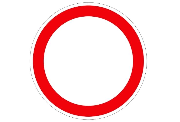 No vehicles road sign