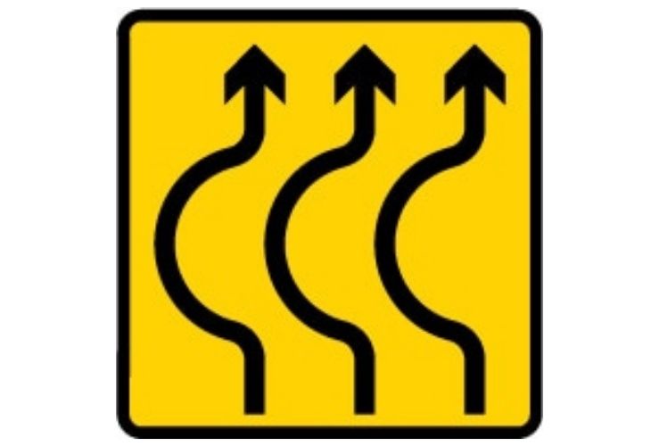 Sharp bends where traffic is diverted road sign