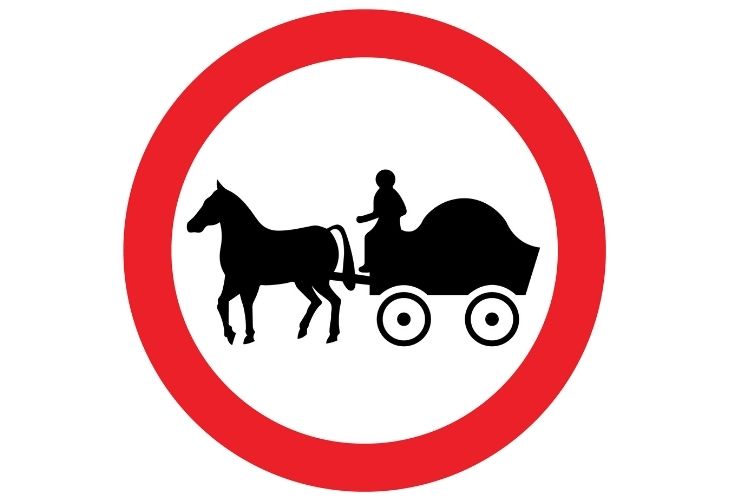 No horse drawn vehicles road sign