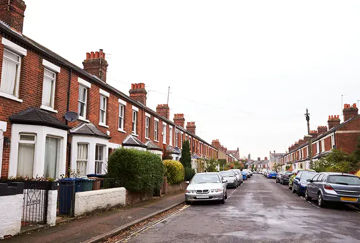 Outside a street of houses
