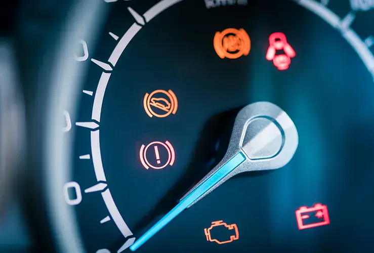 Warning lights on a car