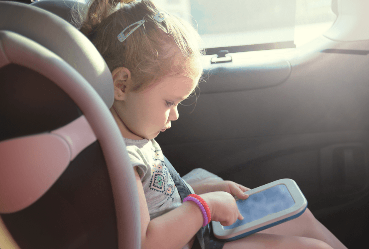 Child entertained on long car journey