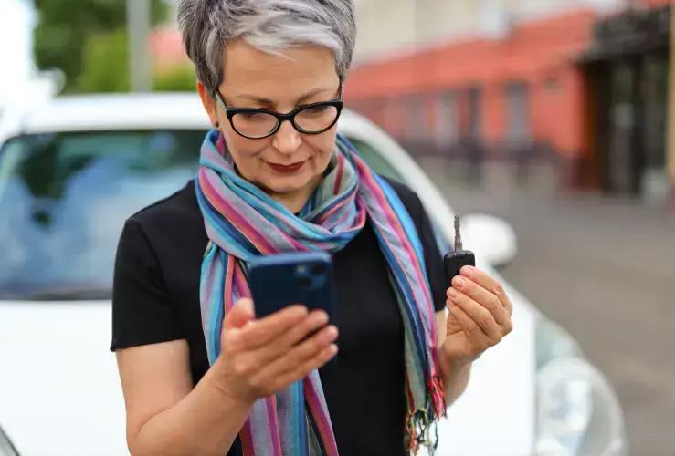 Older driver using parking app