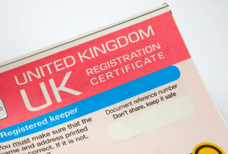 UK V5C Car Registration Certificate