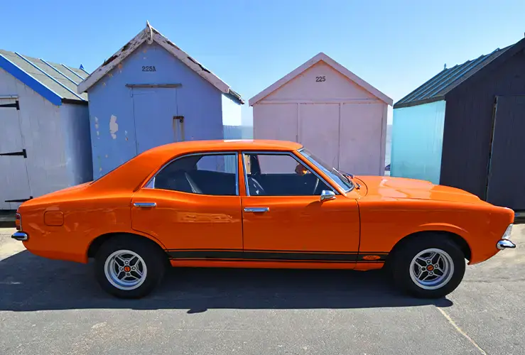 An orange car