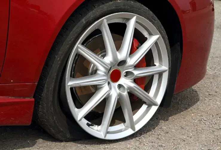 Flat tyre on car