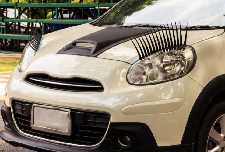 Eyelashes on car headlights