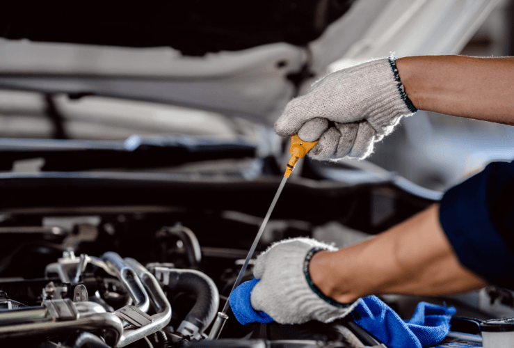 Checking car engine oil