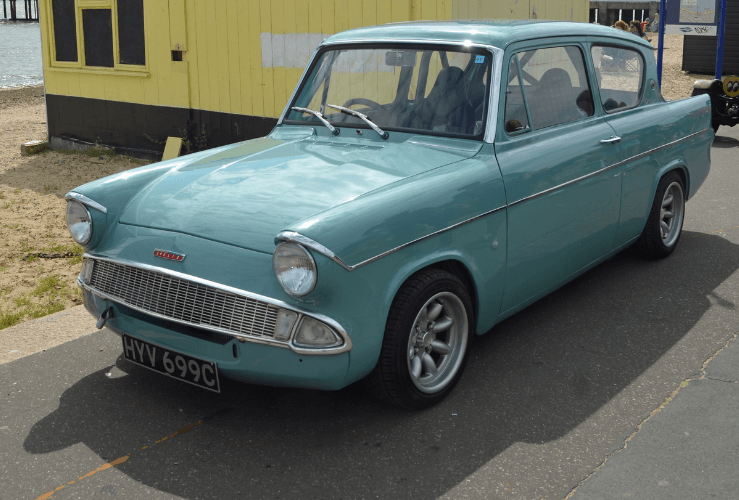 Classic Blue Ford Anglia