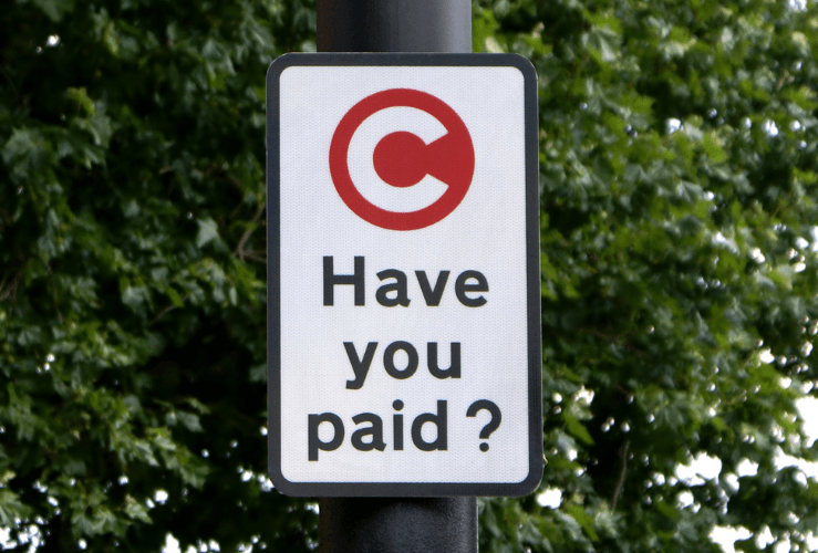 London Congestion Charge Payment Reminder Sign
