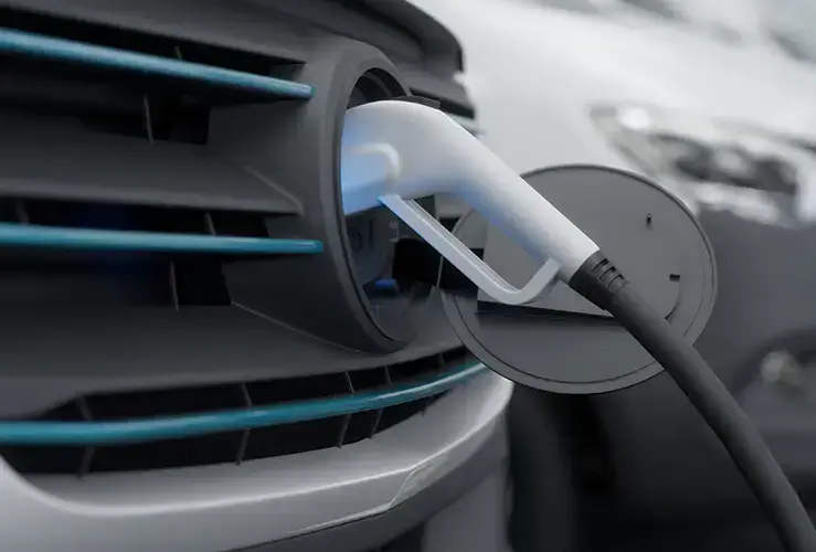 An electric van charging