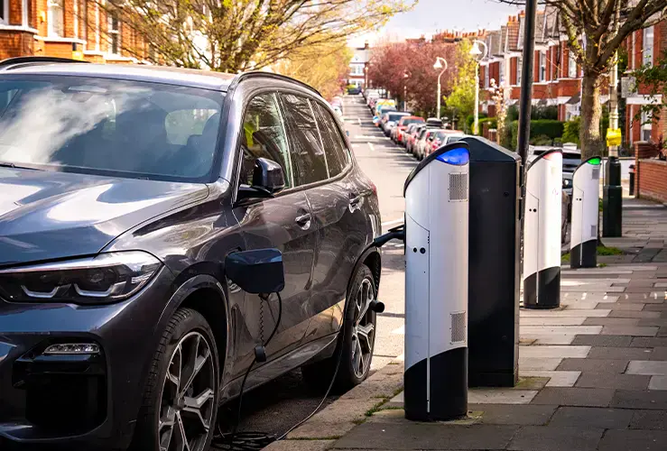 An electric car charging