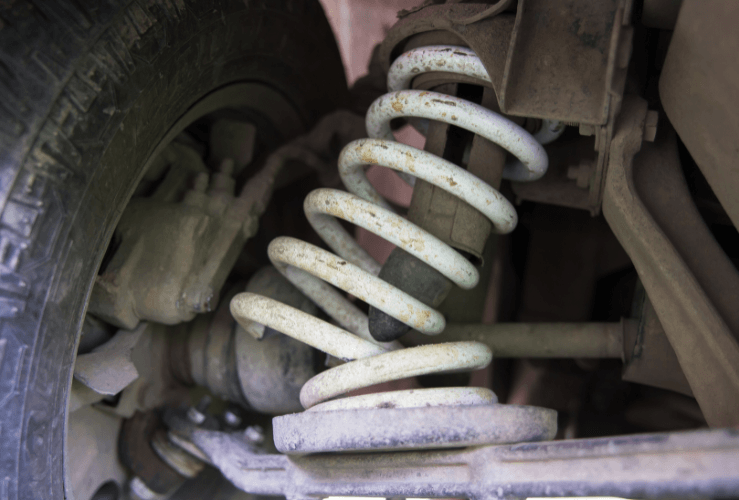 Car suspension with a broken coil spring