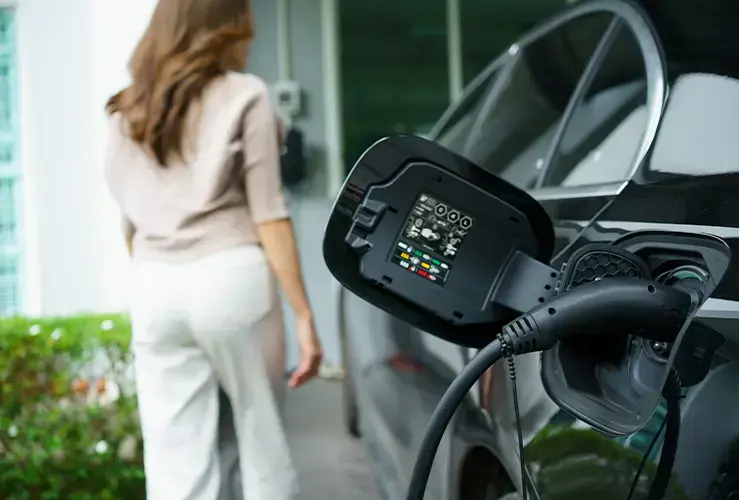 An electric vehicle on charge