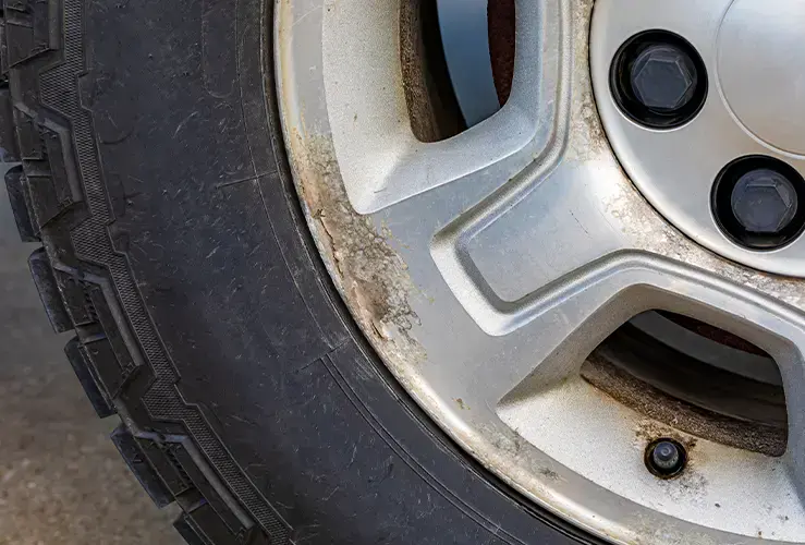 A close up of a tyre