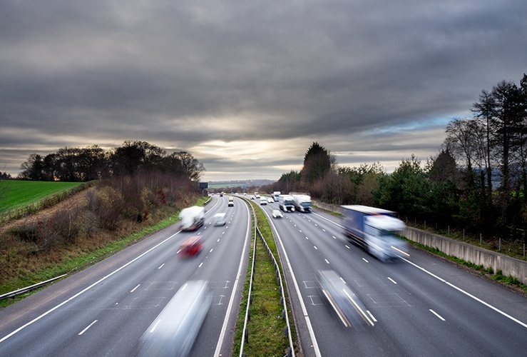 Moving traffic on UK motorway 