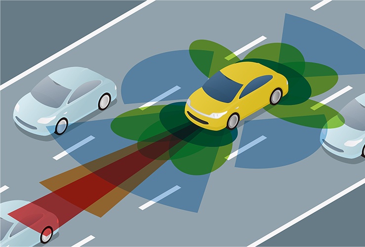 Illustration of an autonomous car