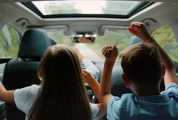 Children in the back of a car